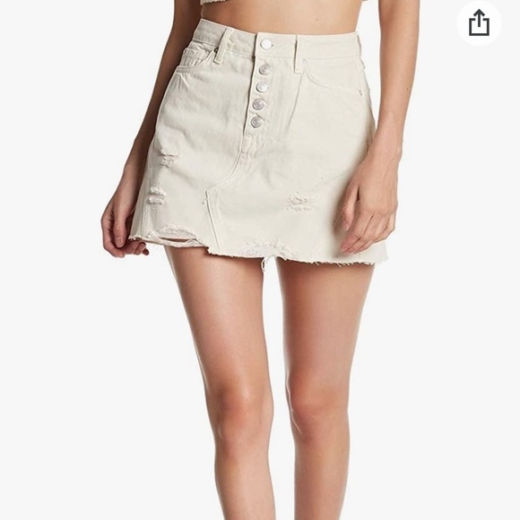 We The Free Free People Destroyed Denim Mini Skirt - Picture 2 of 6